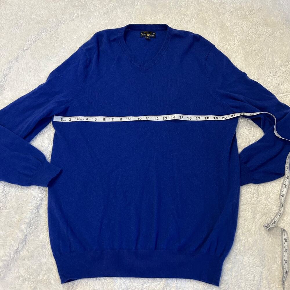 Club Room Luxury 100% Cashmere V Neck Sweater Blue Men's XL Preppy Country Club - Picture 4 of 6